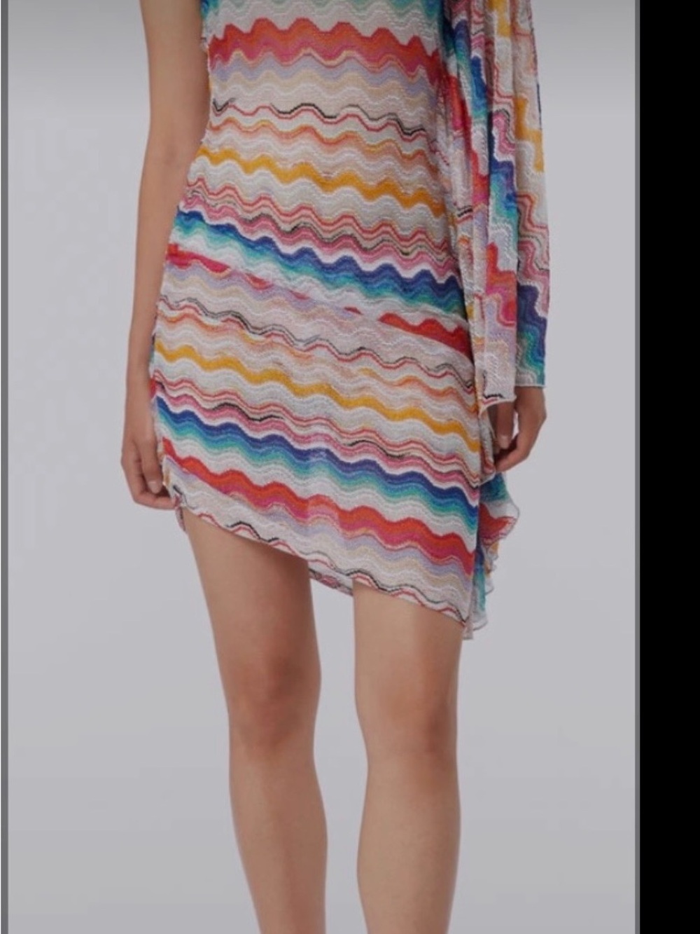 Missoni Multicolor Zigzag Asymmetrical One-Shoulder coverup